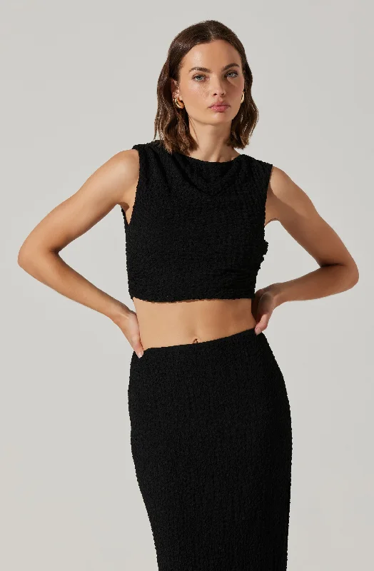 Keely Textured Sleeveless Crop Top