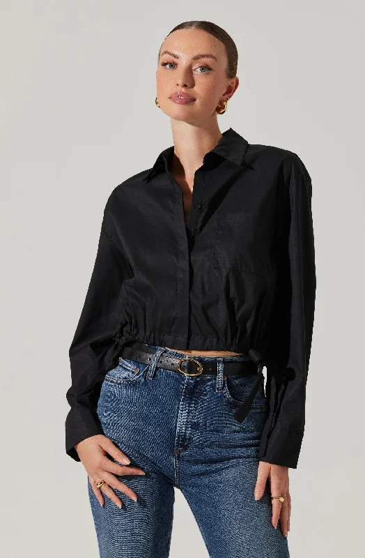 Cyril Cinch Waist Button-Up Top