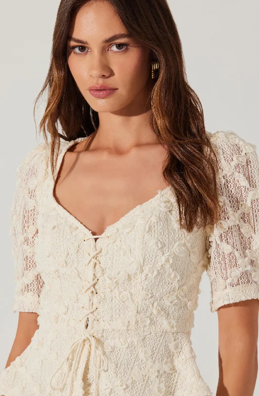 Cherian Floral Appliqué Lace Top