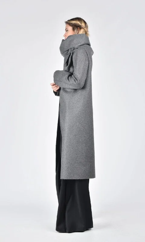 Wool Felt Coat with High Collar