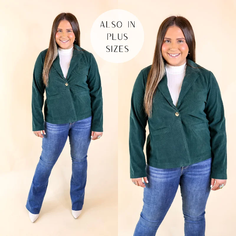 New York Groove Corduroy Blazer in Hunter Green