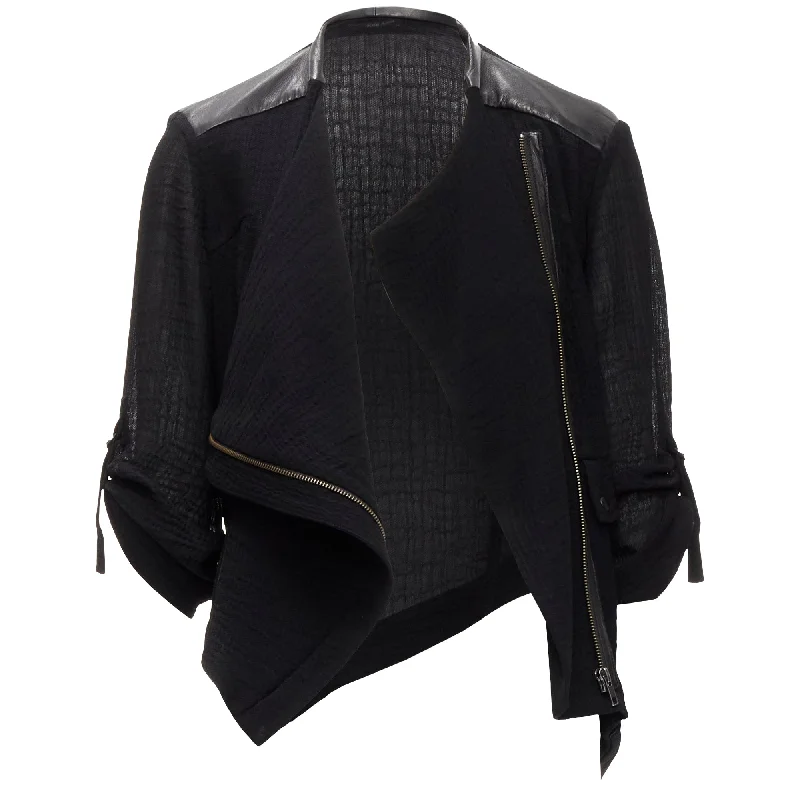 Helmut Lang sheep leather detail bias drape biker jacket