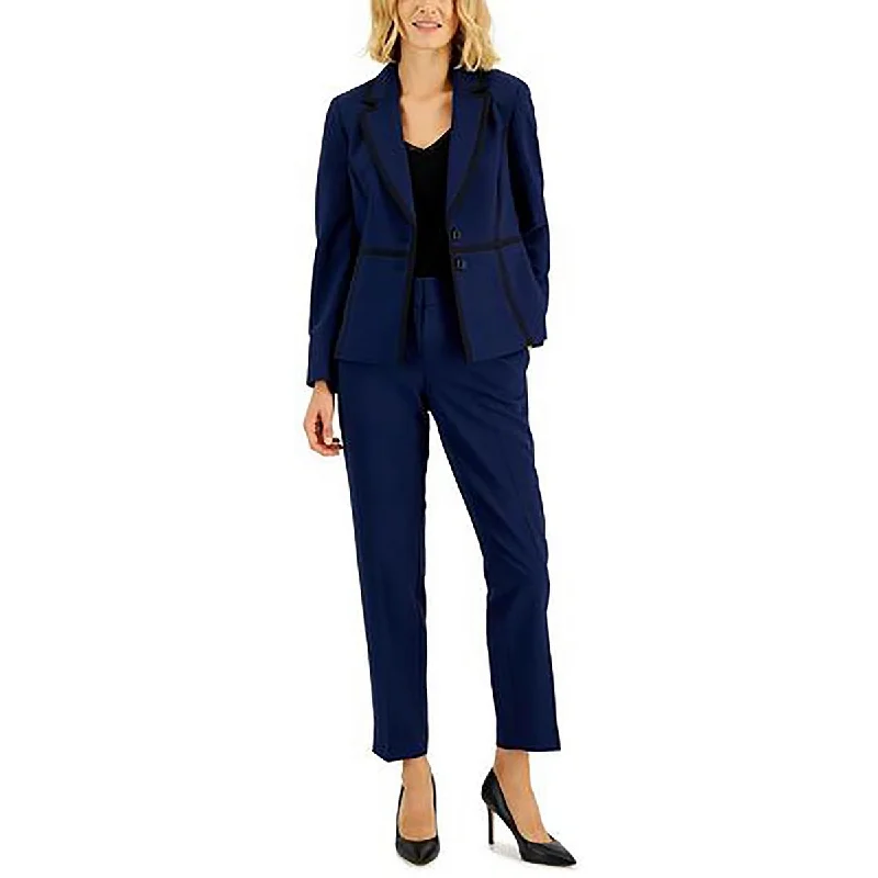 Le Suit Womens Petites Contrast Trim  Two-Button Blazer