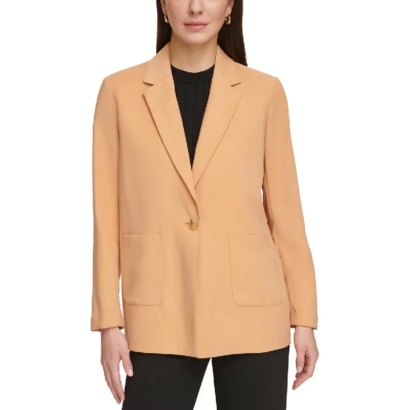 DKNY Womens Button Twill One-Button Blazer