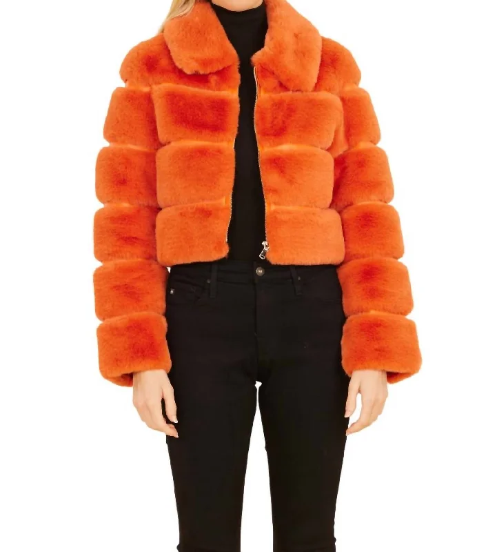 Paneled Cropped Jacket In Orange