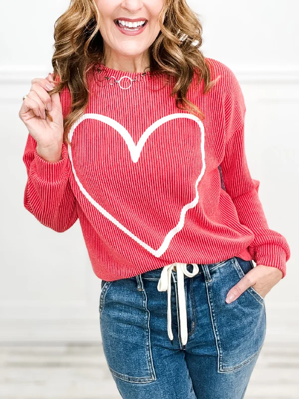 Oh My Heart Ribbed Long Sleeve Heart Top