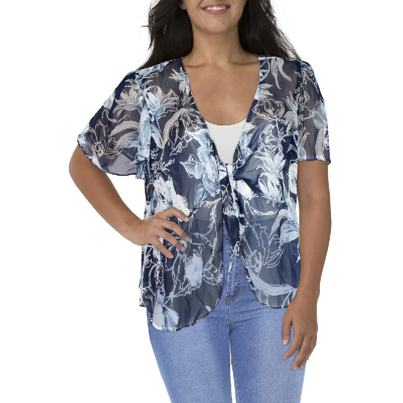 R&M Richards Womens Plus Chiffon Floral Bolero