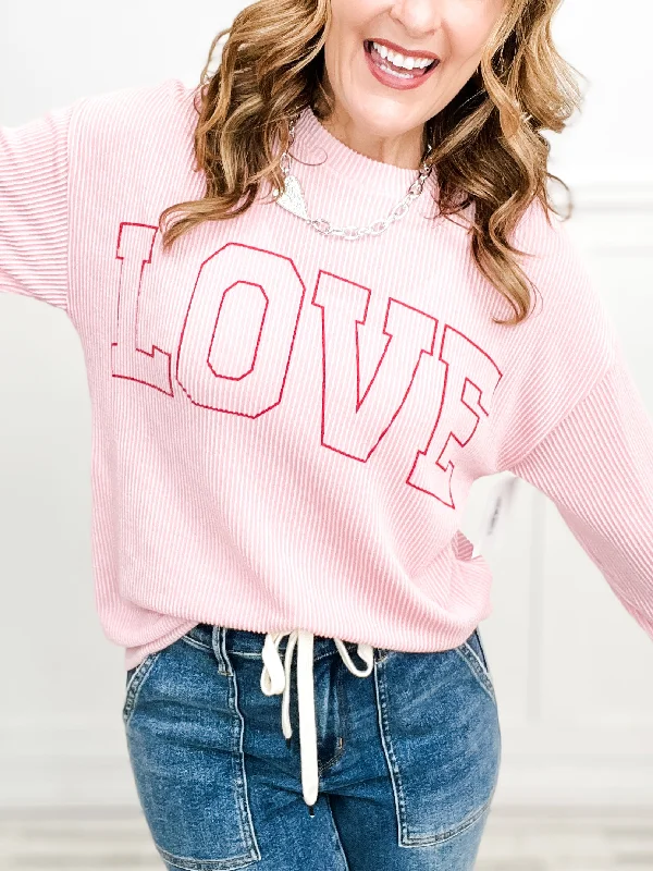 It Must Have Been Love Ribbed Long Sleeve LOVE Top