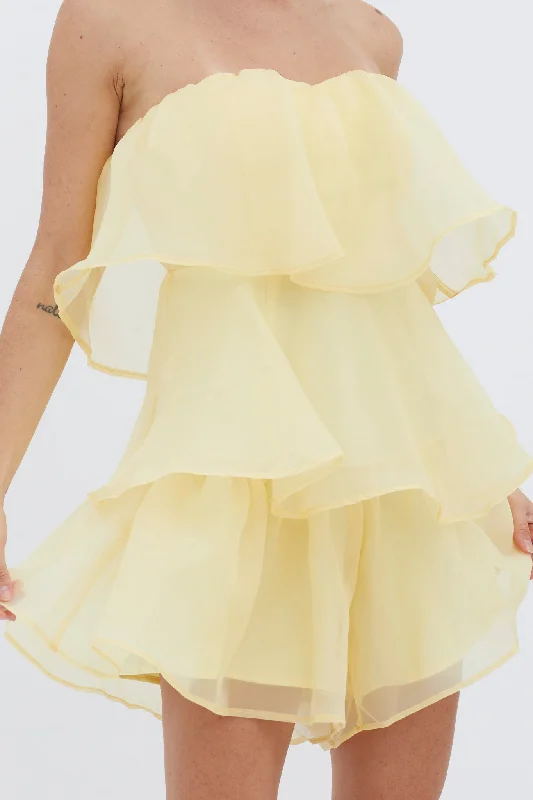 Behati Tiered Layer Romper Yellow