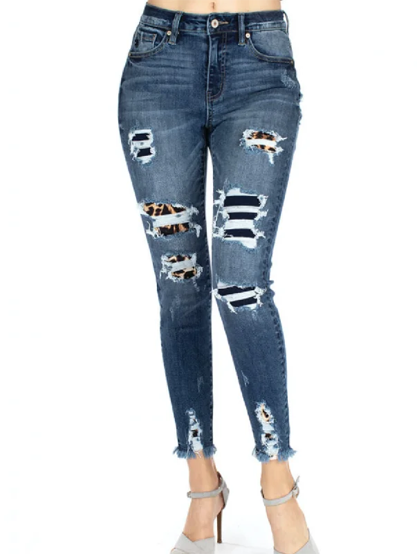 Curvy Casey High Rise Leopard Patch Skinny Jean By Judy Blue