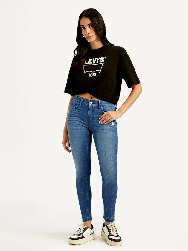 Women's Mid Rise 711 Skinny Blue Jeans