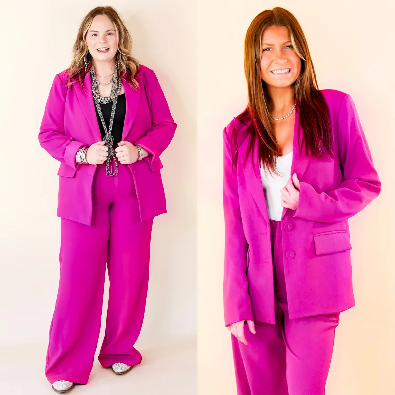 Modern Marvel Button Up Blazer in Magenta Pink