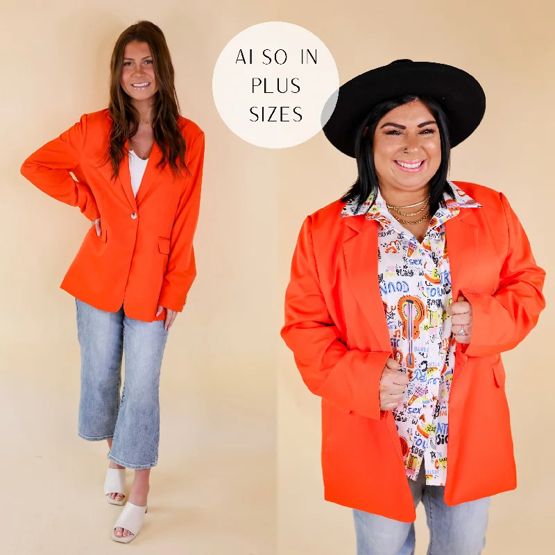 Expect First Class Long Sleeve Blazer in Bright Orange