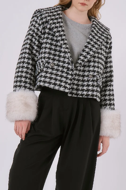 Poline Faux Fur Houndstooth Jacket