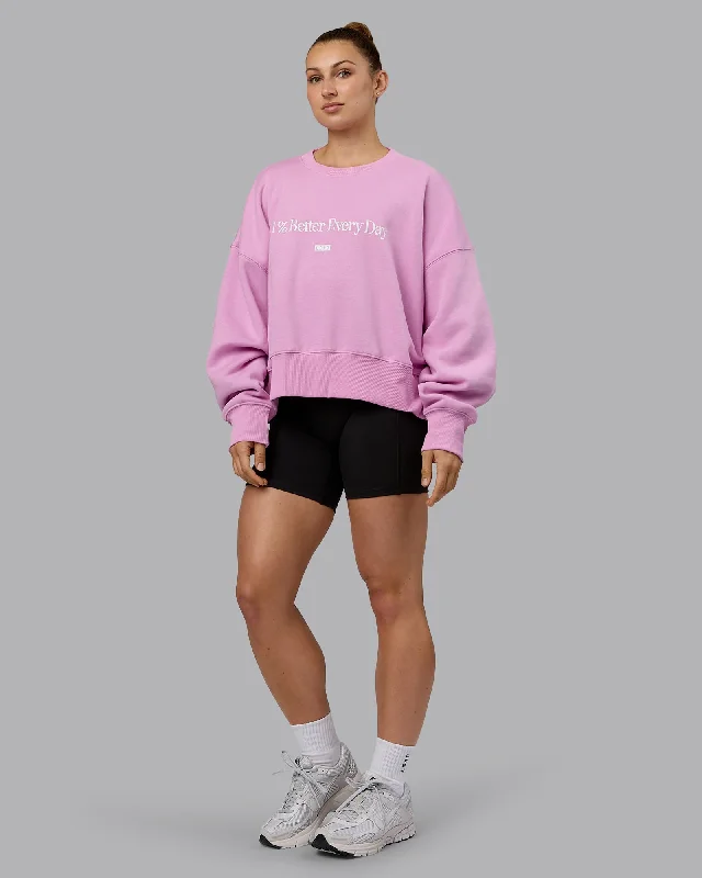 1% Better Heavyweight Sweater - Pastel Orchid-White