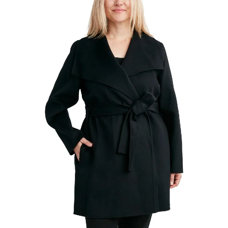 Womens Wool Blend Tie Belt Wrap Coat