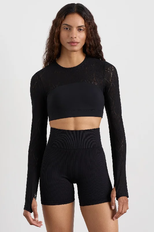 Long Sleeve Mesh Crop Top 356