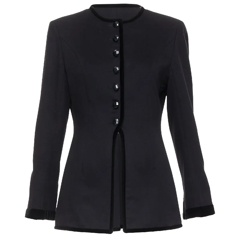 Valentino Garavani wool velvet trim faceted button jacket