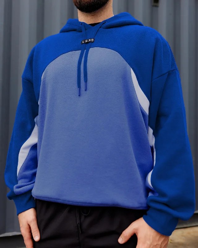 Unisex Y2K Concept Panel Hoodie - Power Cobalt-White