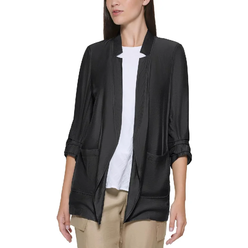 DKNY Womens Ruched Suit Separate Open-Front Blazer