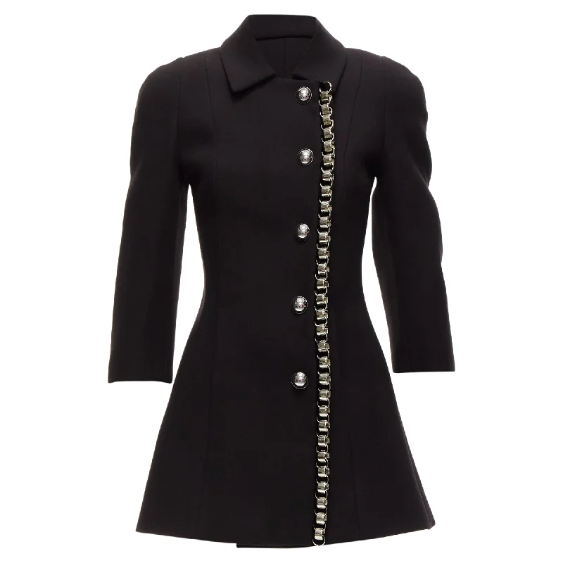 David Koma Cady Chunky Chain Trim Fit Flare Coat Dress