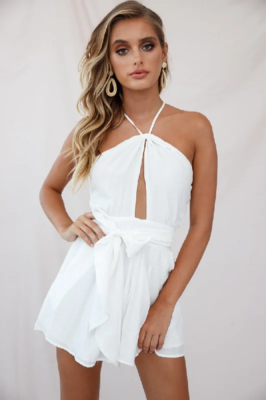 Belle Fit and Flare Romper White