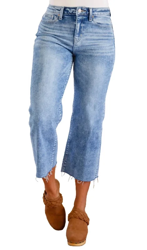 Simple Is The Way Wide Leg Capris In Light Wash