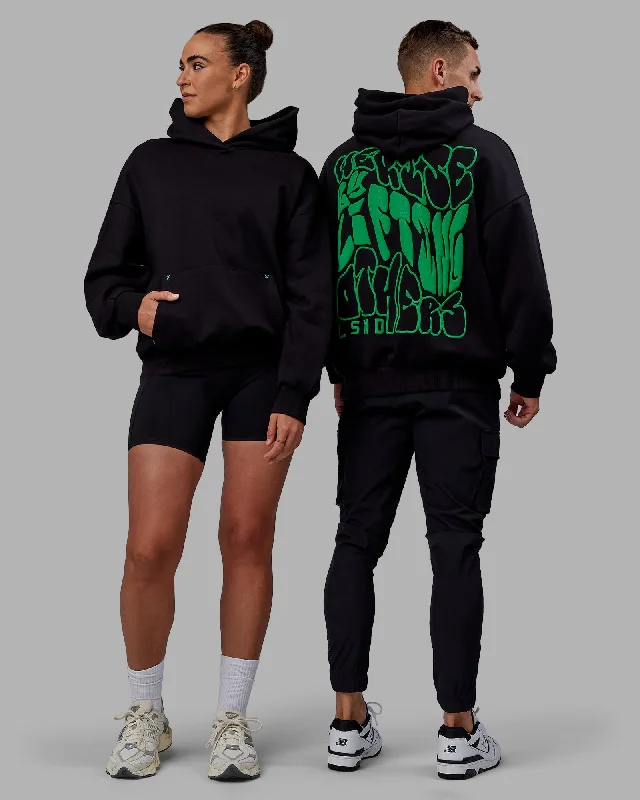 Unisex We Rise Hoodie Oversize - Black-Impact Green