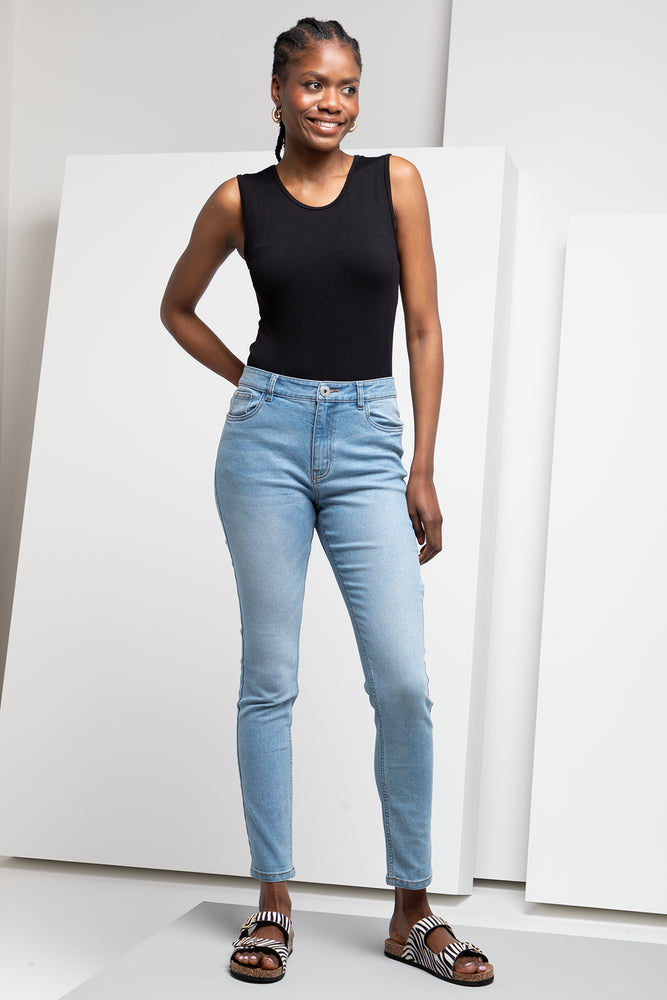 High Rise Skinny Denim Jeans Light Blue