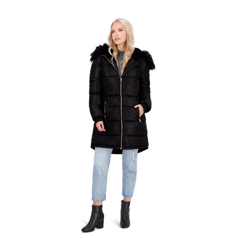 Jessica Simpson Puffer Coat For Women - Quilted Winter Coat w/ Faux Fur Hood