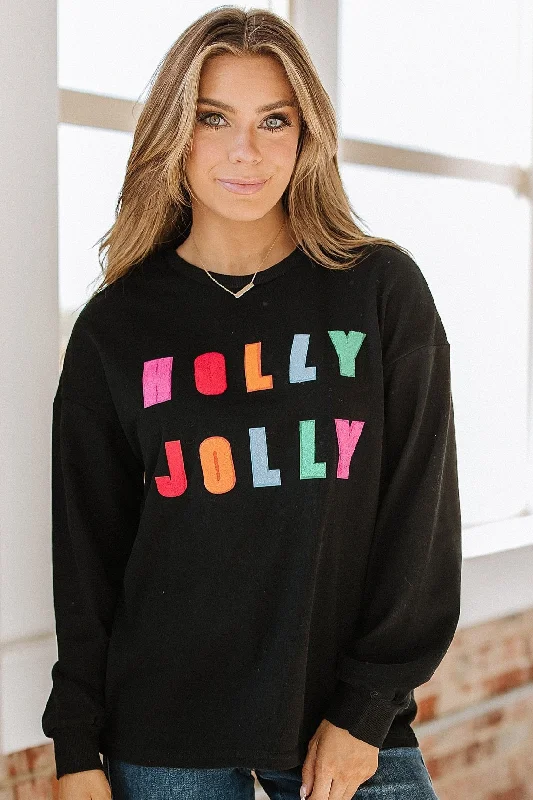 SALE - Holly Jolly Graphic Long Sleeve Top | S-2XL