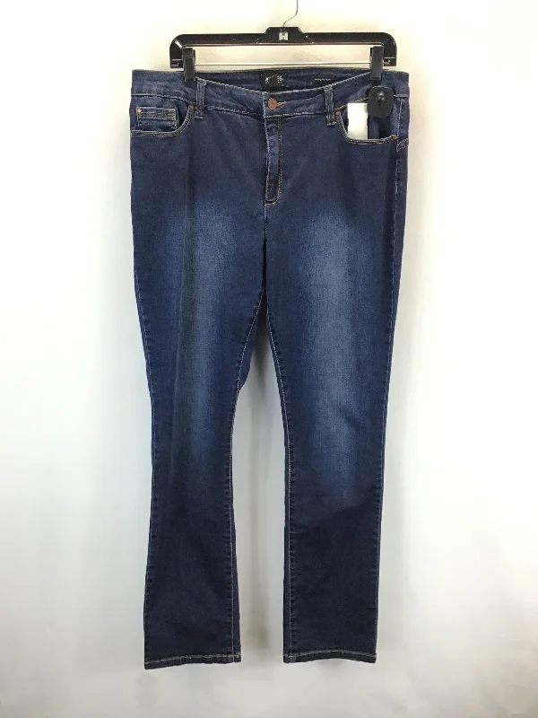 Jeans Straight By Jones New York In Blue Denim, Size: 14