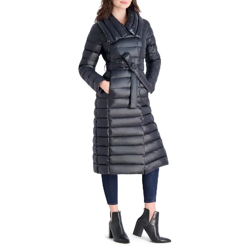 Via Spiga Women's Long Quilted Winter Puffer Coat with Belted Waist