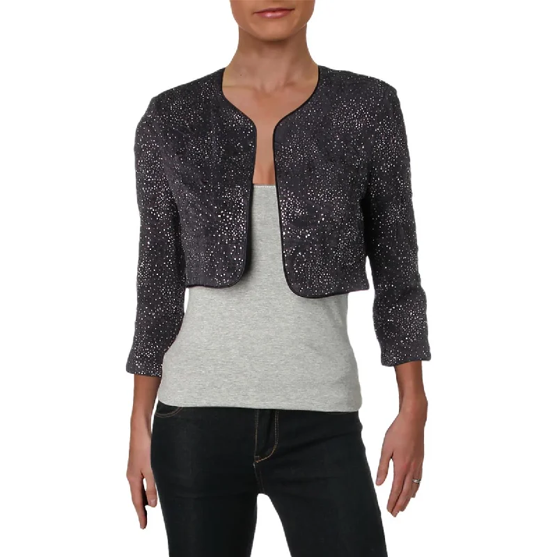 Alex Evenings Womens Glitter Crop Bolero