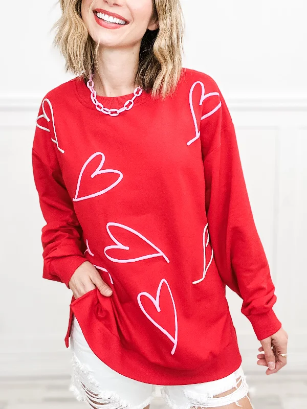 That Loving Feeling Long Sleeve Top with Hearts