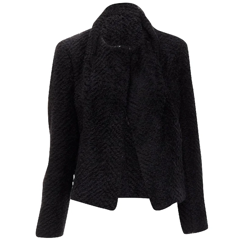 Isabel Marant wool blend fluffy stand collar minimal jacket