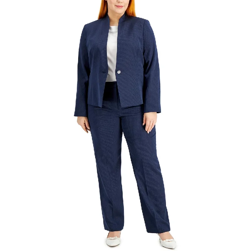 Le Suit Womens Plus Pindot  One-Button Blazer