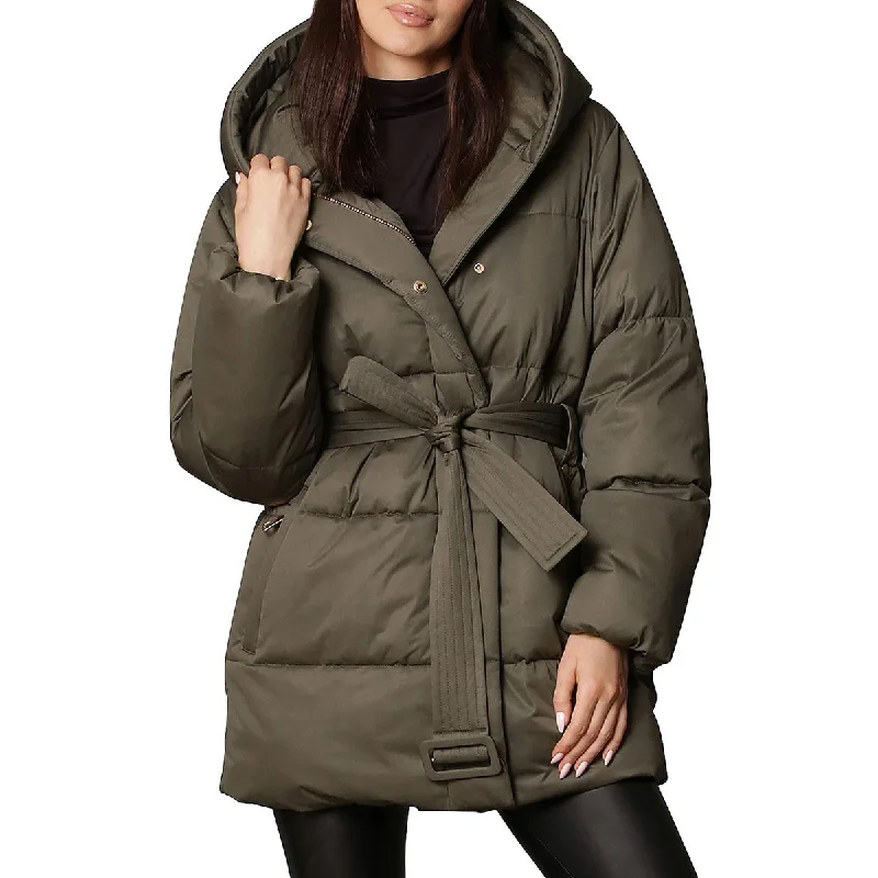 Avec Les Filles Women's Hooded Wrap Puffer Coat with Belt