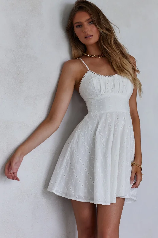 Wishing And Hoping Lace-Up Back Dress White