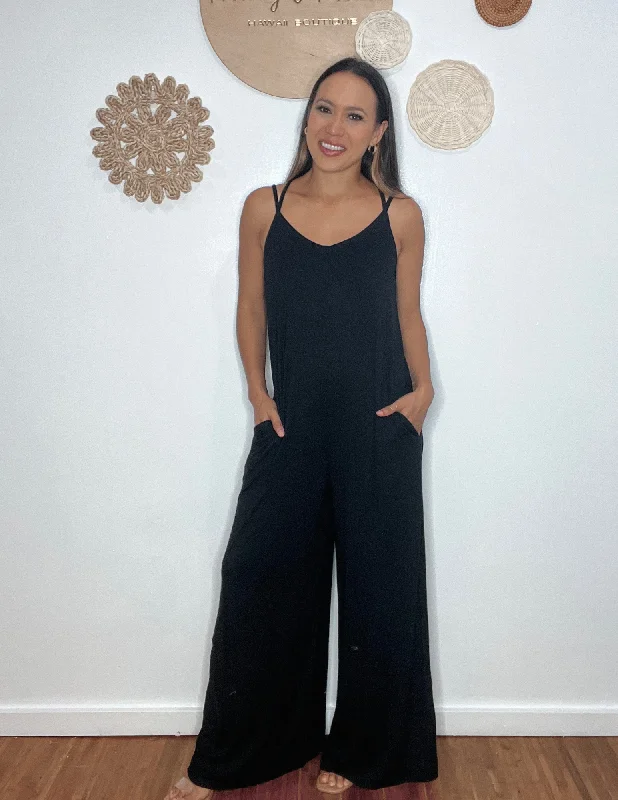 Cross Cross Back Wide Leg Jumpsuit