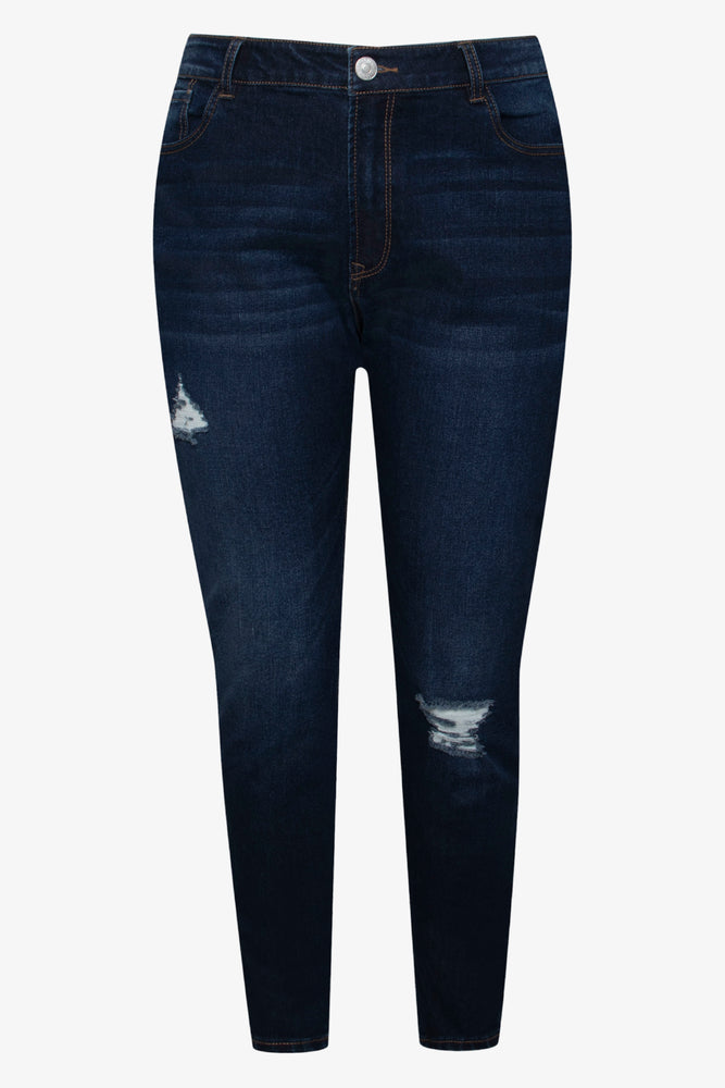 Ripped Skinny Denim Jeans Dark Blue