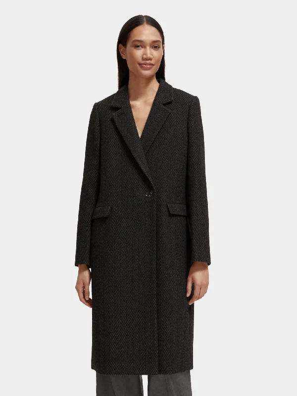 Wool-blend tailored coat