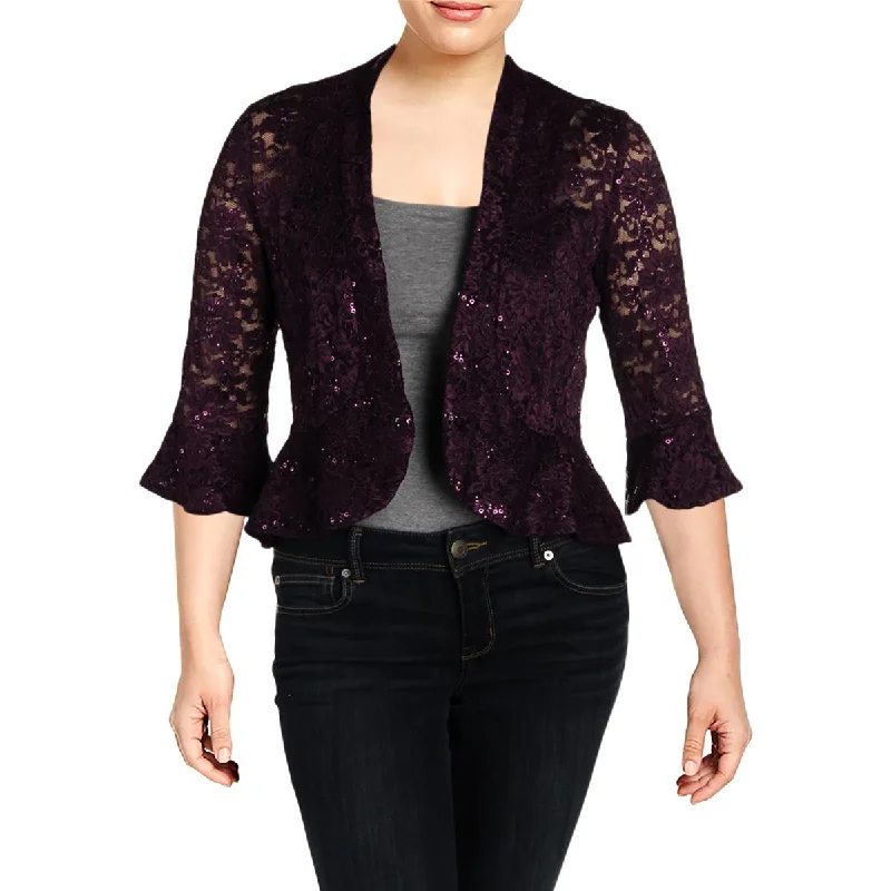 R&M Richards Womens Lace Sequined Bolero