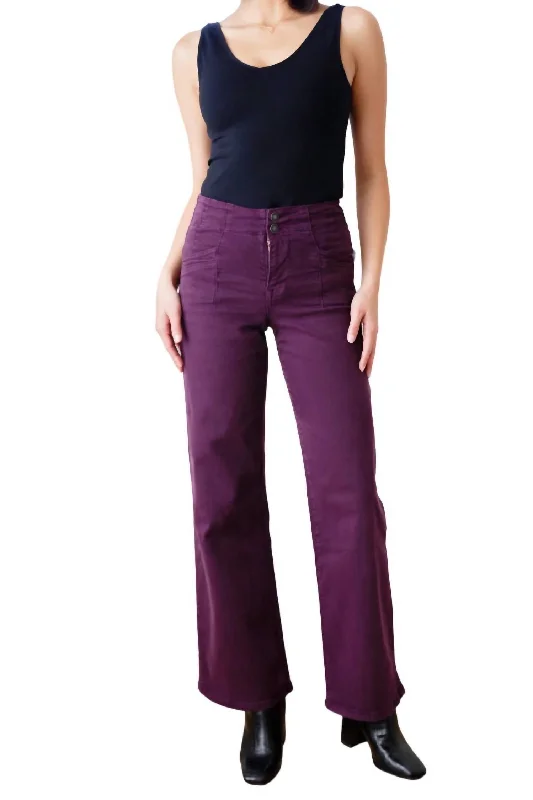 Petunia High Rise Wide Leg Jeans In Plum