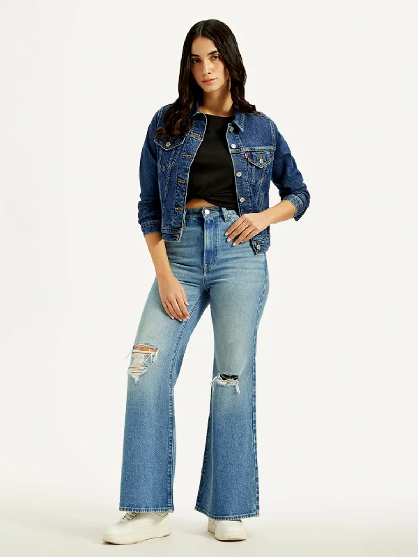 Women's High Rise Ribcage Blue Bell Bottom Jeans