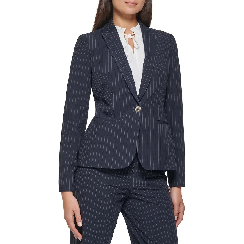 Tommy Hilfiger Womens Pinstripe  One-Button Blazer