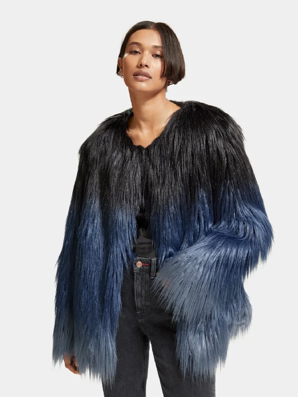 Gradient faux fur jacket