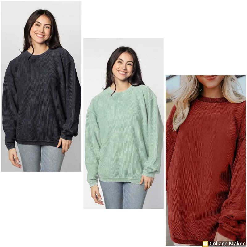 Corded Sweatshirt (Black, Red & Green) - #7593-7607