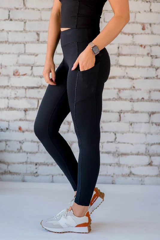 Thick Stitched Side Pocket Leggings Street