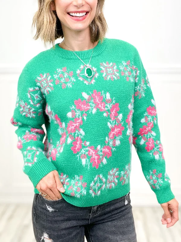 Endless Love Mixed Knit Fair Isle Sweater Top